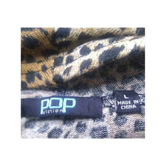 POP ulation Animal Print Knit Tab Sleeve Sexy Lightweight Cardigan Size L - Picture 8 of 10